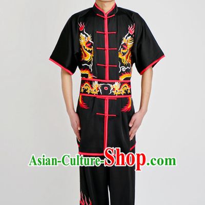 Chinese Traditional Style Martial Arts Summer Wear Kung Fu Embroidered Uniforms for Men Women Children