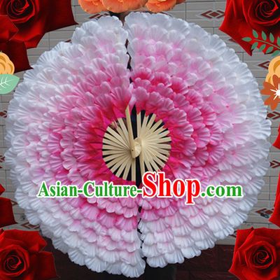 Eight Layers Peacock Spreading Its Bright Plumage Peony Flower Dance Fan