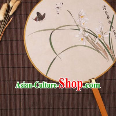 Chinese Traditional Classic Handmade Butterfly Gong Shan Palace Fan Round Fan Mandarin Fan Dance Fan