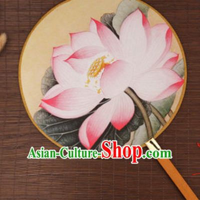Chinese Traditional Classic Handmade Lotus Gong Shan Palace Fan Round Fan Mandarin Fan Dance Fan