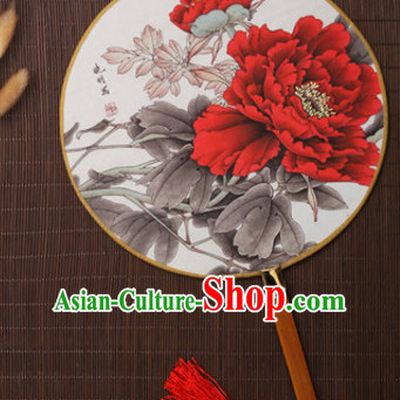 Ancient Chinese Classic Handmade Flower Palace Fan Round Fan Mandarin Fan Gong Shan Dance Fan