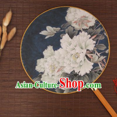 Ancient Chinese Classic Handmade Flower Palace Fan Round Fan Mandarin Fan Gong Shan Dance Fan