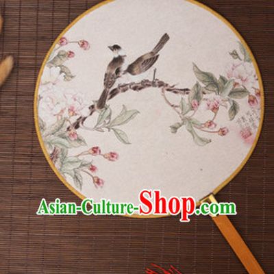 Ancient Chinese Classic Handmade Birds Palace Fan Round Fan Mandarin Fan Gong Shan Dance Fan