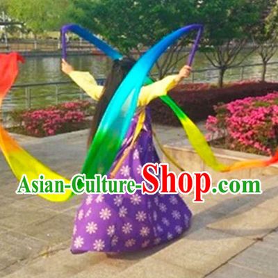 3 Meters Long Pure Silk Handmade Rainbow Color Dance Ribbon