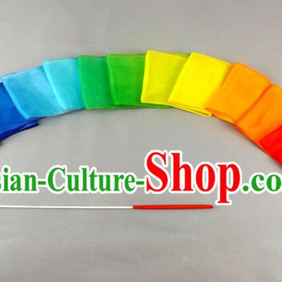 4 Meters Long Pure Silk Handmade Rainbow Color Dance Ribbon