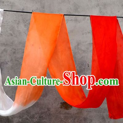 3 Meters Pure Silk White to Orange Color Changing Dance Ribbon Dancing Ribbons