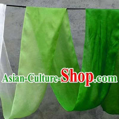 Top 3 Meters Pure Silk White to Green Color Changing Colr Change Dance Ribbon Dancing Ribbons