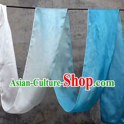 Top 3 Meters Pure Silk White to Blue Color Changing Colr Change Dance Ribbon Dancing Ribbons