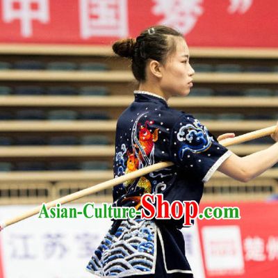 Top Kung Fu Competition Championship Uniforms Pants Suit Taekwondo Apparel Karate Suits Attire Robe Championship Costume Chinese Kungfu Jacket Wear Dress Uniform Clothing Taijiquan Shaolin Chi Gong Taichi Suits for Men Women Kids