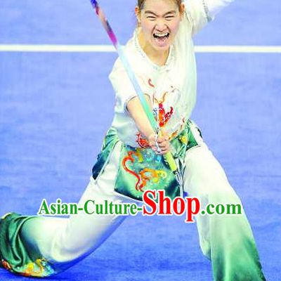 Top Color Transition Kung Fu Competition Championship Uniforms Pants Suit Taekwondo Apparel Karate Suits Attire Robe Championship Costume Chinese Kungfu Jacket Wear Dress Uniform Clothing Taijiquan Shaolin Chi Gong Taichi Suits for Men Women Kids