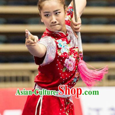 Top Kung Fu Competition Championship Uniforms Pants Suit Taekwondo Apparel Karate Suits Attire Robe Championship Costume Chinese Kungfu Jacket Wear Dress Uniform Clothing Taijiquan Shaolin Chi Gong Taichi Suits for Men Women Kids