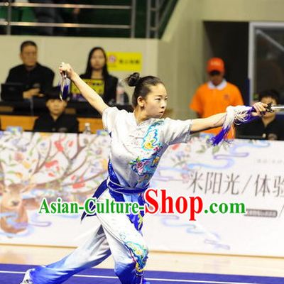 Top Qigong Kung Fu Competition Championship Uniforms Pants Suit Taekwondo Apparel Karate Suits Attire Robe Championship Costume Chinese Kungfu Jacket Wear Dress Uniform Clothing Taijiquan Shaolin Chi Gong Taichi Suits for Men Women Kids