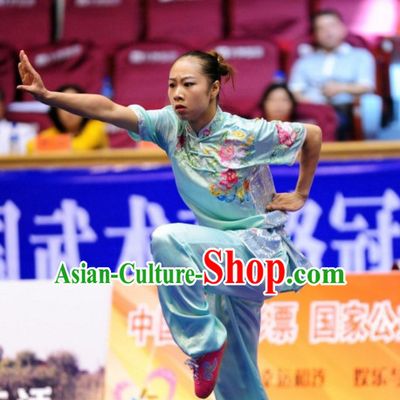 Top Kung Fu Competition Championship Uniforms Pants Suit Taekwondo Apparel Karate Suits Attire Robe Championship Costumes for Men Women Children