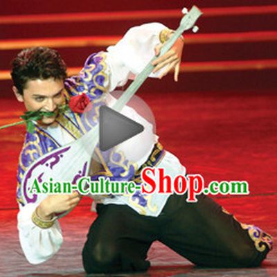 Chinese Xinjiang Dancing Outfits Dancewear Costumes Dancer Costumes Dance Costumes Chinese Dance Clothes Traditional Chinese Clothes Complete Set for Men