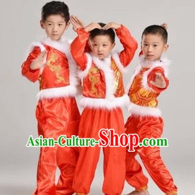 Chinese Traditional New Year Dance Dress Dancewear Costumes Dancer Costumes Dance Costumes Chinese Dance Clothes Traditional Chinese Clothes Complete Set for Kids