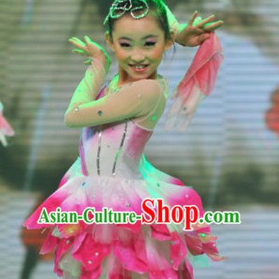 Chinese Stage Dancing Dancewear Lotus Costumes Dancer Costumes Dance Costumes Chinese Dance Clothes Traditional Chinese Clothes Complete Set for Women Kids