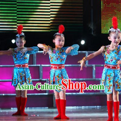 Chinese Stage Folk Dancing Dancewear Costumes Dancer Costumes Dance Costumes Chinese Dance Clothes Traditional Chinese Clothes Complete Set for Women Kids