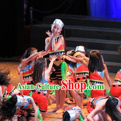 Chinese Stage Ethnic Dancing Dancewear Costumes Dancer Costumes Dance Costumes Chinese Dance Clothes Traditional Chinese Clothes Complete Set for Women Kids