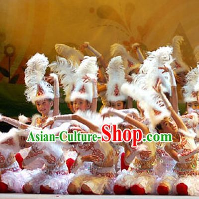Chinese Stage Ethnic Dancing Dancewear Costumes Dancer Costumes Dance Costumes Chinese Dance Clothes Traditional Chinese Clothes Complete Set for Women Kids