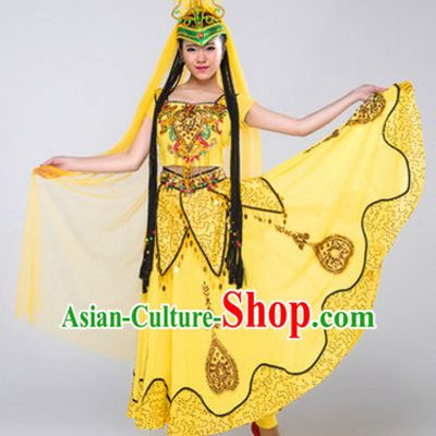 Chinese Stage Xinjiang Dancing Dancewear Costumes Dancer Costumes Dance Costumes Chinese Dance Clothes Traditional Chinese Clothes Complete Set for Women Children
