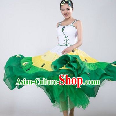 Chinese Stage Jasmine Flower Dancewear Costumes Dancer Costumes Dance Costumes Chinese Dance Clothes Traditional Chinese Clothes Complete Set for Women Children