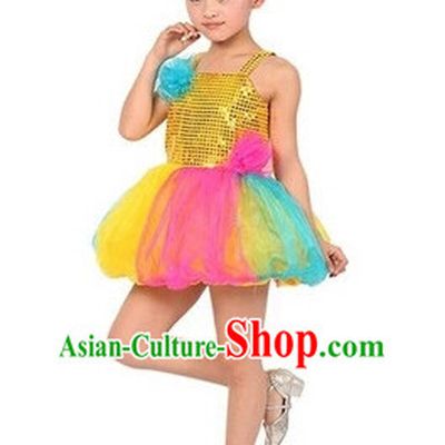 Chinese Traditional Stage Dance Dancewear Costumes Dancer Costumes Dance Costumes Clothes and Headdress Complete Set for Children