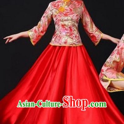 Chinese Traditional Stage Mandarin Dance Dancewear Costumes Dancer Costumes Dance Costumes Clothes and Headdress Complete Set for Women