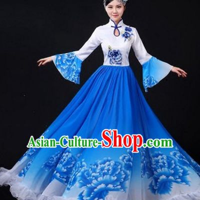 Chinese Traditional Stage Flower Dance Dancewear Costumes Dancer Costumes Dance Costumes Clothes and Headdress Complete Set for Women
