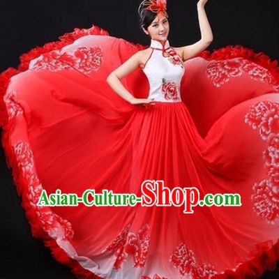 Chinese Traditional Stage Flower Dance Dancewear Costumes Dancer Costumes Dance Costumes Clothes and Headdress Complete Set for Women