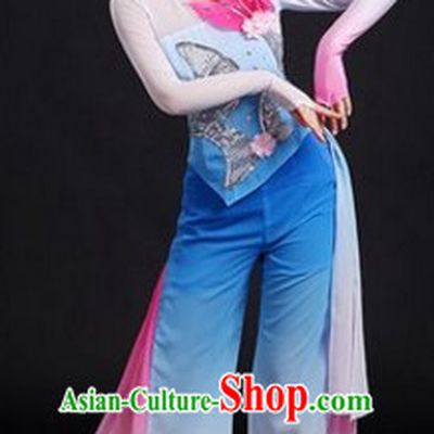 Chinese Traditional Stage Flower Dance Dancewear Costumes Dancer Costumes Dance Costumes Clothes and Headdress Complete Set for Women