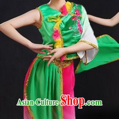 Chinese Traditional Stage Flower Dance Dancewear Costumes Dancer Costumes Dance Costumes Clothes and Headdress Complete Set for Women