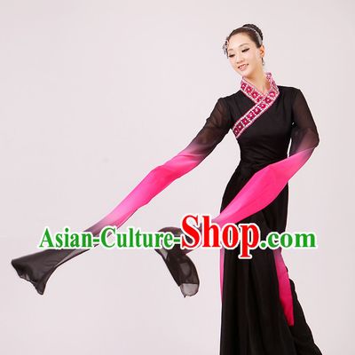 Chinese Traditional Stage Long Sleeves Dance Dancewear Costumes Dancer Costumes Dance Costumes Clothes and Headdress Complete Set for Girls Ladies