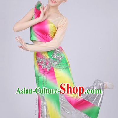 Chinese Traditional Stage Dance Dancewear Costumes Dancer Costumes Dance Costumes Clothes and Headdress Complete Set for Girls Ladies