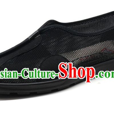 Top Black Chinese Traditional Summer Wear Tai Chi Shoes Kung Fu Shoes Martial Arts Shoes for Men