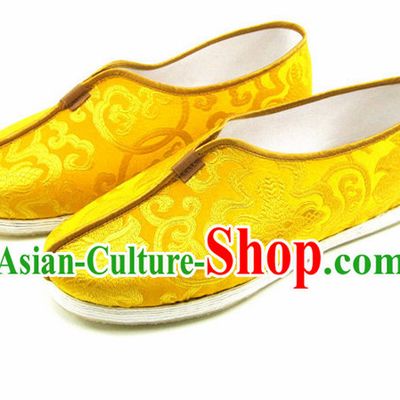 Top Yellow Dragon Chinese Traditional Tai Chi Shoes Kung Fu Shoes Martial Arts Fabric Shoes for Men or Women