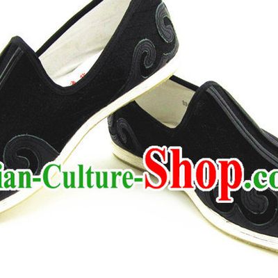 Top Black Chinese Traditional Tai Chi Shoes Kung Fu Shoes Martial Arts Auspicious Cloud Shoes for Men or Women