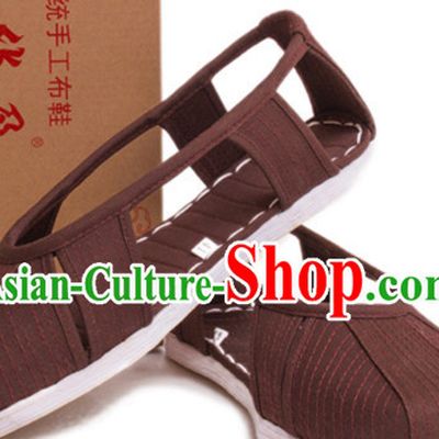 Top Chinese Classic Traditional Tai Chi Shoes Kung Fu Shoes Martial Arts Dark Red Shaolin Shoes for Men
