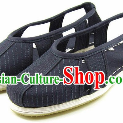 Top Chinese Classic Traditional Tai Chi Shoes Kung Fu Shoes Martial Arts Dark Blue Shaolin Shoes for Men