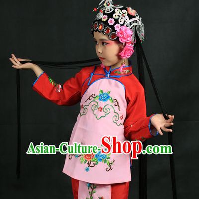 Chinese Traditional Opera Costumes and Headdress Complete Set for Kids