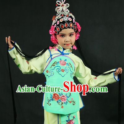 Chinese Traditional Opera Costumes and Headdress Complete Set for Kids