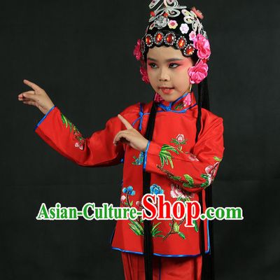 Chinese Traditional Opera Costumes and Headdress Complete Set for Kids
