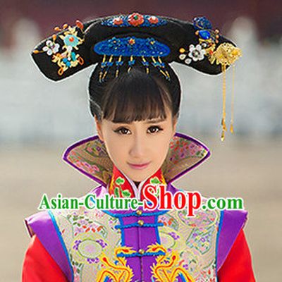 Chinese Classical Princess Queen Hair Jewelry Headwear Headdress and Long Wigs