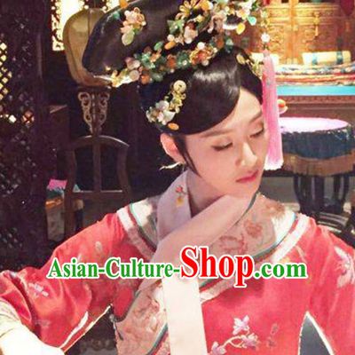 Chinese Classical Princess Queen Hair Jewelry Headwear Headdress and Long Wigs
