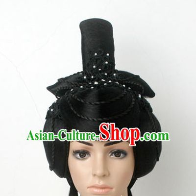 Chinese Ancient Classical Dancer Hair Jewelry Headwear Headdress and Long Wigs