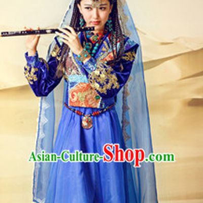 Chinese Traditional Ethnic Minority Mysterious Lady Garment Complete Set for Women Girls