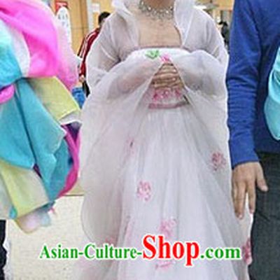 Tang Dynasty Chinese Traditional Ancient Empress Butterfly Costumes Garment and Hair Jewelry Complete Set for Women Girls