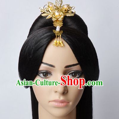 Chinese Classical Princess Queen Empress Hair Jewelry Headwear Headdress and Long Wigs