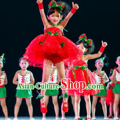 Chinese Traditional Primary School Dance Costumes Complete Set for Kids