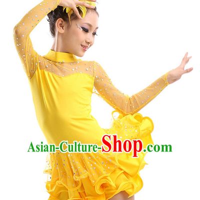 Chinese Modern Dance Costumes Complete Set for Kids Girls