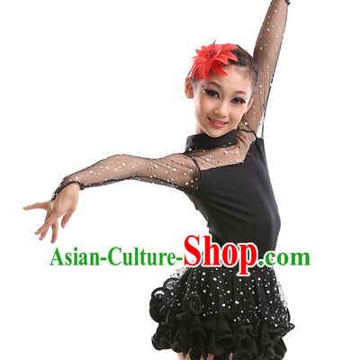 Chinese Modern Dance Costumes Complete Set for Kids Girls